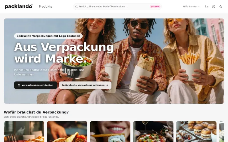 Startseite von packlando.de auf dem Desktop